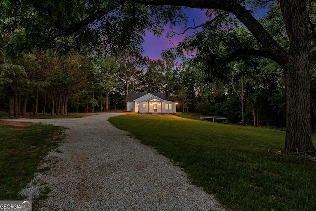 182 Cherry Rose Ln, Hartwell, GA 30643 - view of front facade with gravel driveway and a front lawn