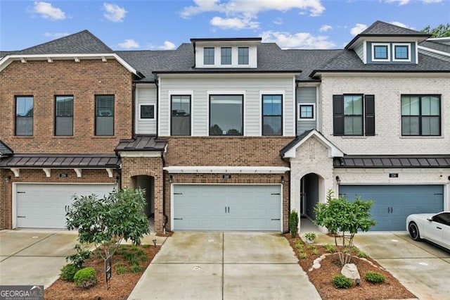 240 Walker Ave, Roswell, GA 30076 - view of property with an attached garage, concrete driveway, brick siding, and a shingled roof