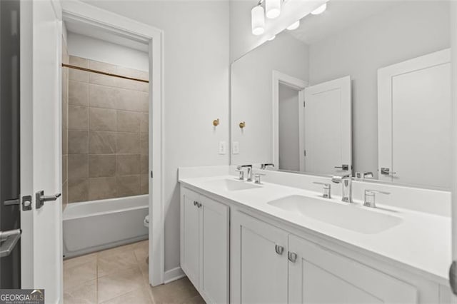 240 Walker Ave, Roswell, GA 30076 - full bathroom with double vanity, tile patterned floors, and bathtub / shower combination