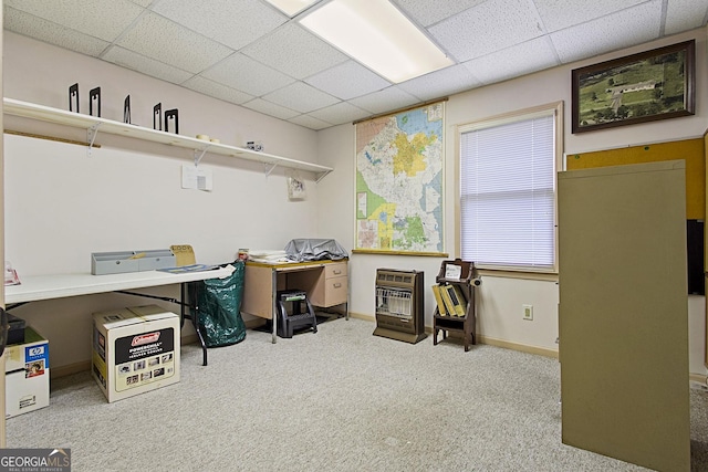 118 Hidden Hills Dr, Macon, GA 31217 - office space featuring a drop ceiling, carpet, heating unit, and baseboards
