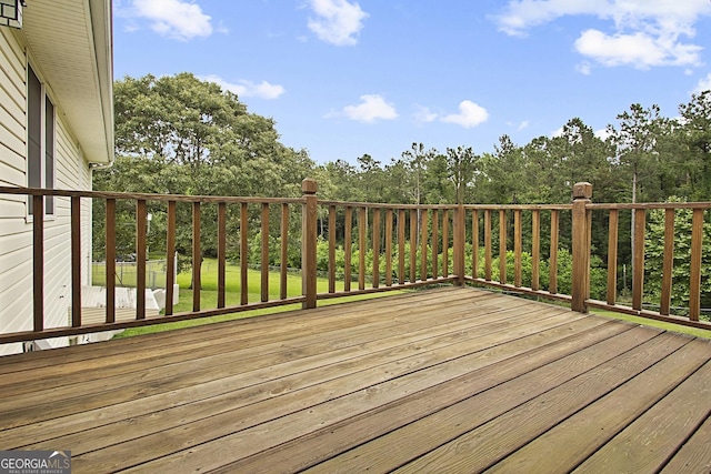 118 Hidden Hills Dr, Macon, GA 31217 - wooden deck with view of wooded area
