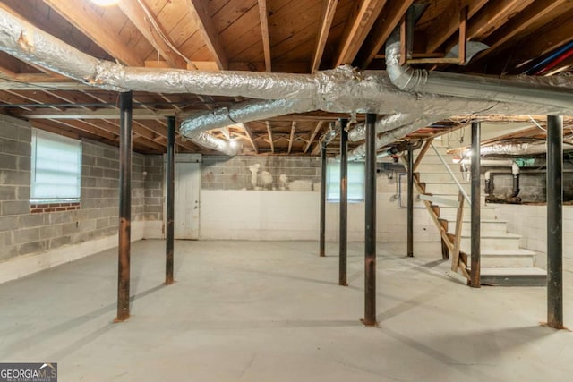4078 Bouldercrest Rd, Ellenwood, GA 30294 - unfinished basement with stairs
