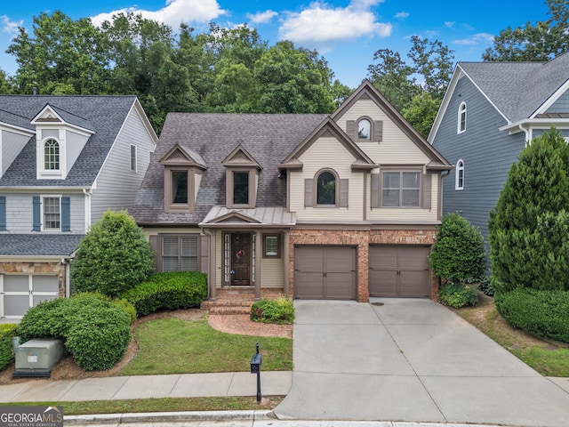 3725 Paces Park Cir SE, Smyrna, GA 30080 - view of front of property with driveway, an attached garage, brick siding, and a shingled roof