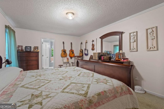 345 Jesse Martin Trl, Canton, GA 30115 - bedroom featuring a textured ceiling, crown molding, and carpet flooring
