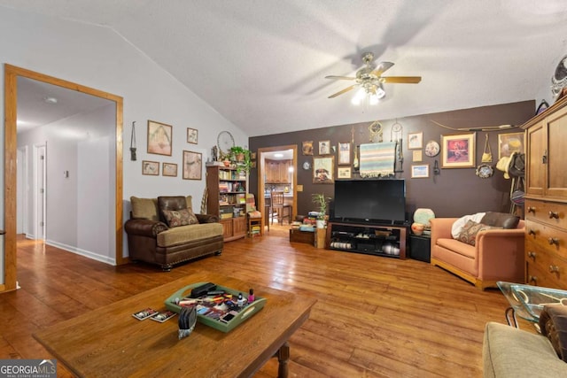 345 Jesse Martin Trl, Canton, GA 30115 - living area with light wood-style flooring, ceiling fan, and vaulted ceiling