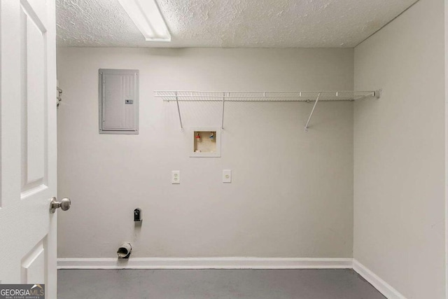4905 Sandberg Ct, Stone Mountain, GA 30088 - washroom with electric panel, a textured ceiling, and washer hookup