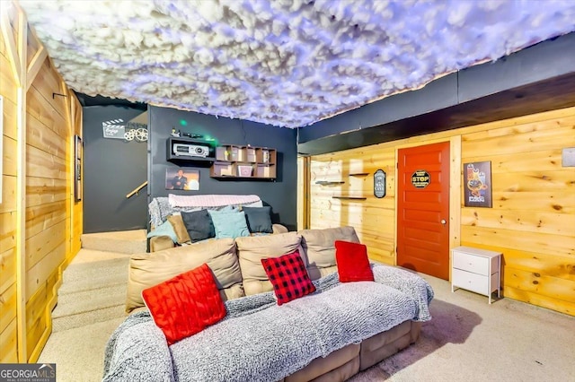 2200 E Lake Rd, Mcdonough, GA 30252 - carpeted bedroom with wooden walls