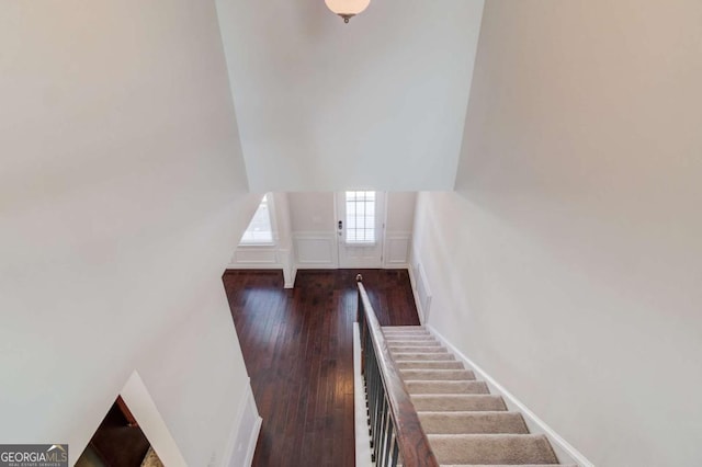 385 Broadmoor Dr, Braselton, GA 30517 - stairway featuring wood-type flooring