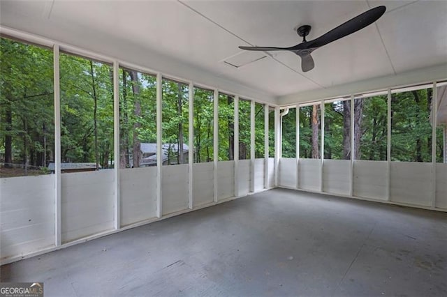 5666 Fawn Dr, Powder Springs, GA 30127 - unfurnished sunroom featuring a ceiling fan and plenty of natural light