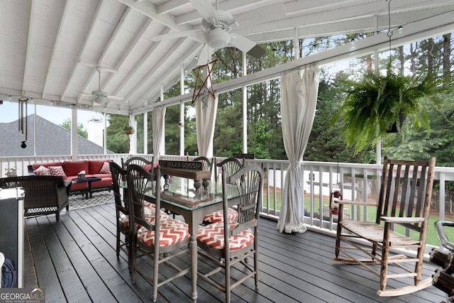 341 Jodeco Station Cir E, Stockbridge, GA 30281 - sunroom with ceiling fan and an outdoor living space