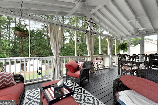 341 Jodeco Station Cir E, Stockbridge, GA 30281 - sunroom / solarium with a ceiling fan and outdoor lounge area