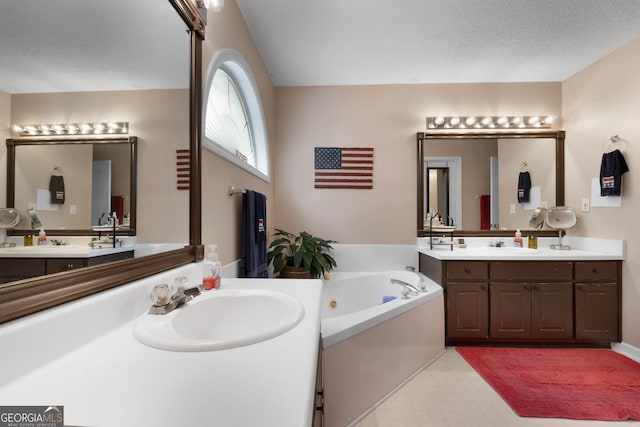 341 Jodeco Station Cir E, Stockbridge, GA 30281 - full bath with two vanities, a jetted tub, and tile patterned floors