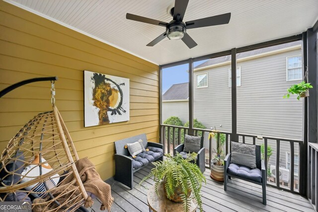 75 Vinings Lake Dr SW, Mableton, GA 30126 - sunroom with a ceiling fan
