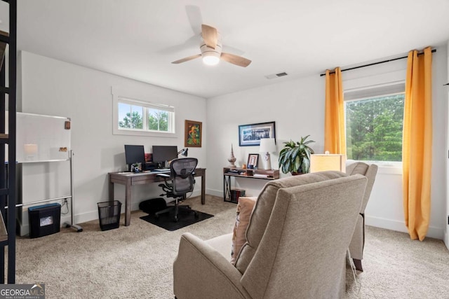 175 Stoneledge Trce N, Jasper, GA 30143 - home office with carpet flooring, a ceiling fan, and baseboards