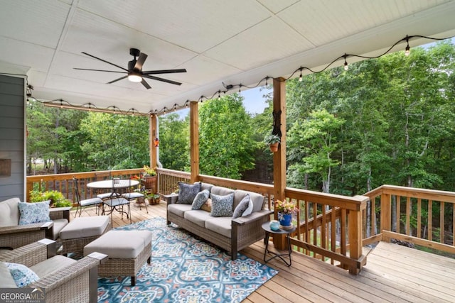 175 Stoneledge Trce N, Jasper, GA 30143 - wooden terrace with an outdoor hangout area and a ceiling fan