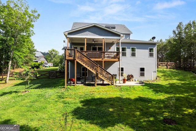 175 Stoneledge Trce N, Jasper, GA 30143 - back of house with ceiling fan, a deck, a patio, stairway, and a gate