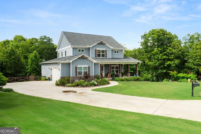 175 Stoneledge Trce N, Jasper, GA 30143 - craftsman-style house featuring board and batten siding, covered porch, driveway, stone siding, and a shingled roof