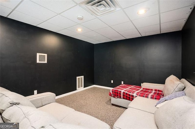409 Cold Springs Ln, Mcdonough, GA 30252 - home theater featuring carpet, baseboards, recessed lighting, and a drop ceiling