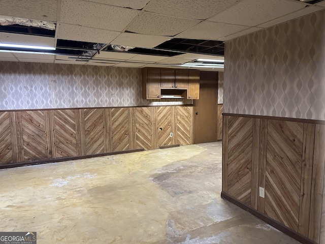 984 Morrow Rd, Morrow, GA 30260 - kitchen featuring unfinished concrete flooring and a paneled ceiling
