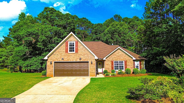 6830 Peeksville Rd, Mcdonough, GA 30252 - traditional-style home featuring concrete driveway, brick siding, and a front lawn