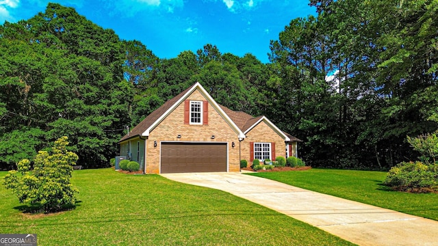 6830 Peeksville Rd, Mcdonough, GA 30252 - traditional-style home with driveway, brick siding, a garage, and a front yard
