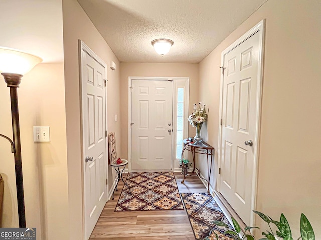6830 Peeksville Rd, Mcdonough, GA 30252 - entrance foyer with a textured ceiling, light wood-style flooring, and baseboards