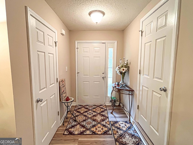 6830 Peeksville Rd, Mcdonough, GA 30252 - entryway with light wood-type flooring, a textured ceiling, and baseboards