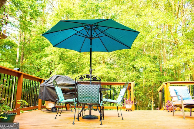 6830 Peeksville Rd, Mcdonough, GA 30252 - wooden deck featuring outdoor dining area