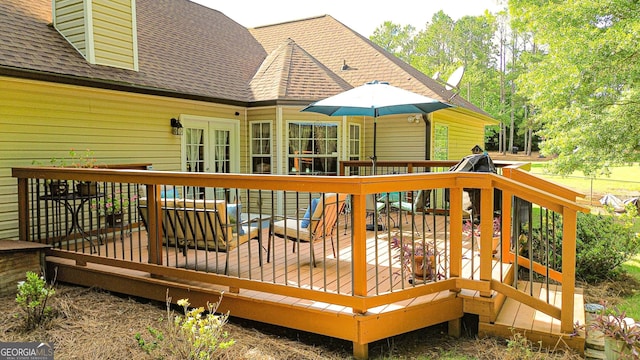 6830 Peeksville Rd, Mcdonough, GA 30252 - wooden deck with french doors