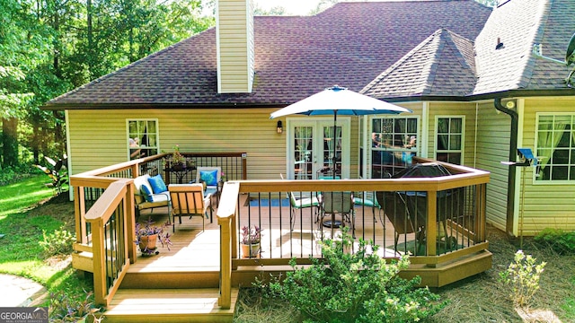 6830 Peeksville Rd, Mcdonough, GA 30252 - wooden deck with outdoor dining area