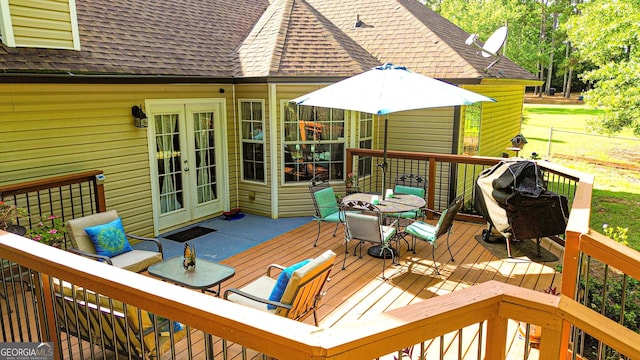 6830 Peeksville Rd, Mcdonough, GA 30252 - deck featuring outdoor dining area and french doors