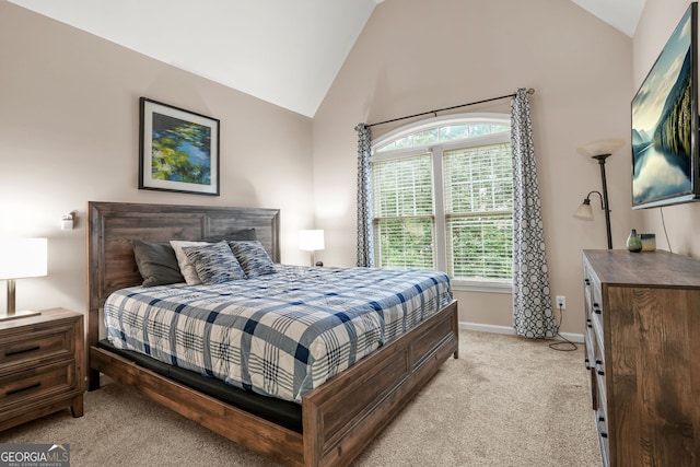 702 Crescent Cir, Canton, GA 30115 - bedroom with vaulted ceiling, light colored carpet, and baseboards