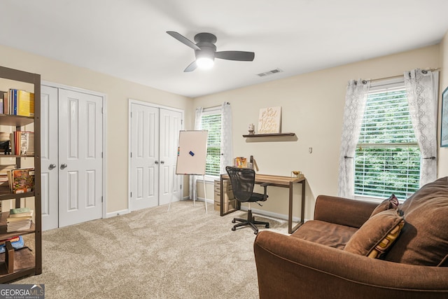 702 Crescent Cir, Canton, GA 30115 - office space with carpet floors, ceiling fan, and baseboards