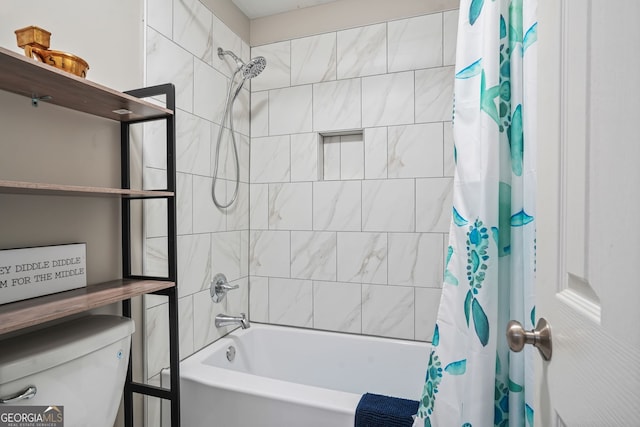 702 Crescent Cir, Canton, GA 30115 - bathroom with shower / bath combination with curtain and toilet