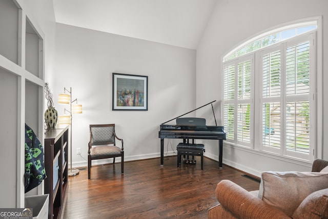 702 Crescent Cir, Canton, GA 30115 - sitting room featuring wood finished floors, lofted ceiling, and baseboards