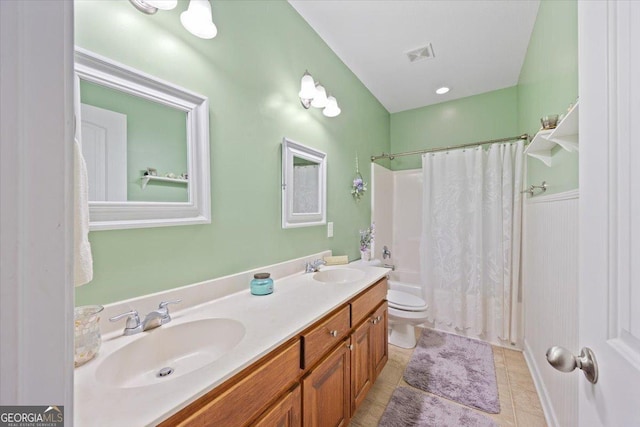 161 Presidents Way, Forsyth, GA 31029 - full bath with double vanity, shower / tub combo, and tile patterned flooring