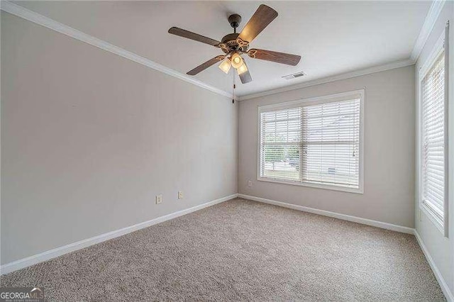 2500 Morgan Chase Dr, Buford, GA 30519 - empty room with plenty of natural light, ornamental molding, light carpet, and baseboards