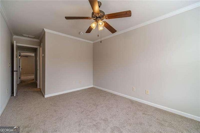 2500 Morgan Chase Dr, Buford, GA 30519 - empty room with light colored carpet, ceiling fan, baseboards, and ornamental molding