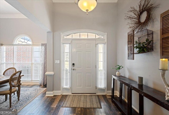 2977 William Few Pkwy, Evans, GA 30809 - entrance foyer with wood finished floors, baseboards, and ornamental molding