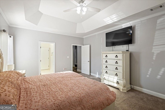 2977 William Few Pkwy, Evans, GA 30809 - unfurnished bedroom featuring a raised ceiling, carpet floors, ornamental molding, baseboards, and a ceiling fan