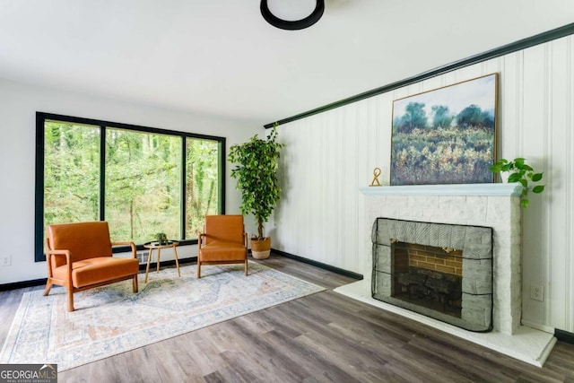 2343 Dawn Dr, Decatur, GA 30032 - living area with wood finished floors and a fireplace