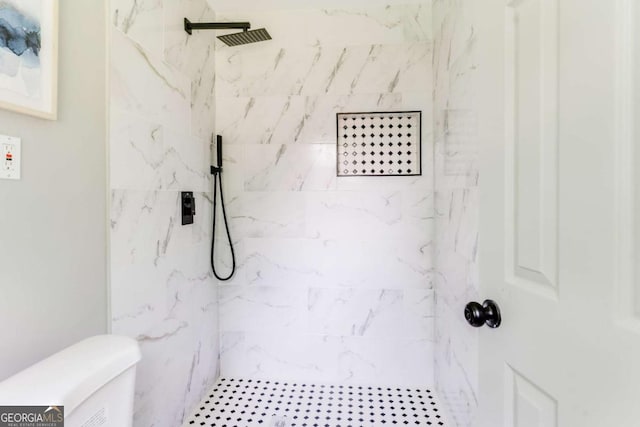 2343 Dawn Dr, Decatur, GA 30032 - full bathroom featuring a marble finish shower and toilet