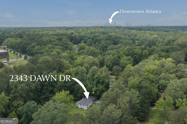 2343 Dawn Dr, Decatur, GA 30032 - aerial overview of property's location featuring a forest