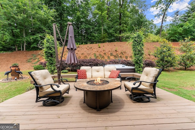 3521 Phoenix Cove Dr, Gainesville, GA 30506 - wooden terrace featuring a fire pit