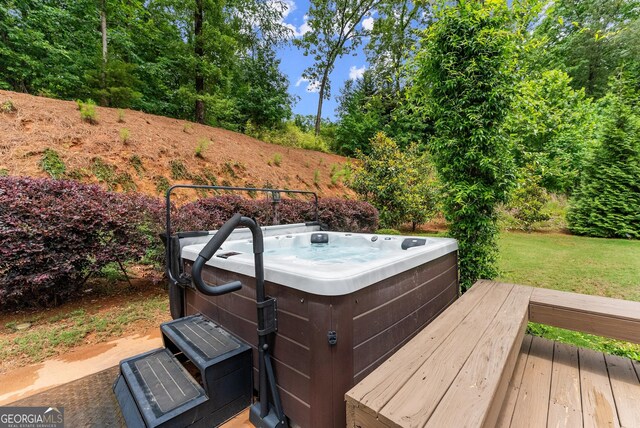 3521 Phoenix Cove Dr, Gainesville, GA 30506 - wooden terrace featuring a hot tub