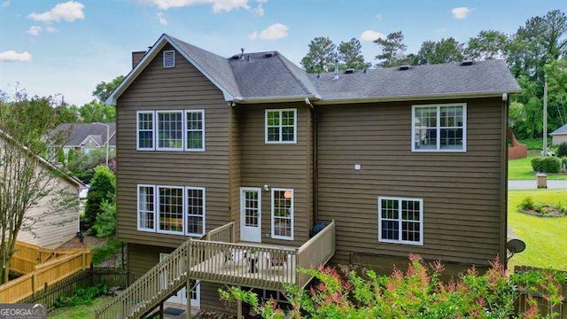 2004 Spicers Ln, Woodstock, GA 30189 - back of house with a wooden deck and stairs