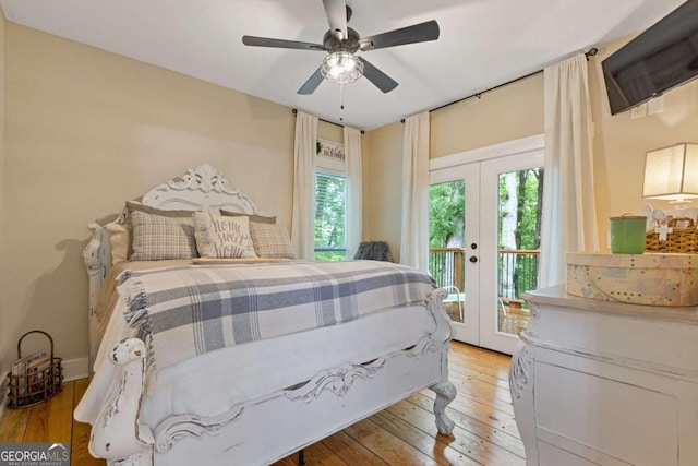 6224 Eagle Ct, Gainesville, GA 30506 - bedroom with access to outside, french doors, and hardwood / wood-style flooring
