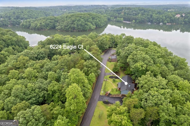 6224 Eagle Ct, Gainesville, GA 30506 - aerial view of property and surrounding area featuring a nearby body of water and property parcel outlined