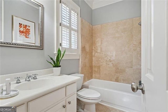 1070 Standard Dr NE, Brookhaven, GA 30319 - bathroom featuring vanity, washtub / shower combination, crown molding, and tile patterned floors