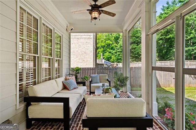 1070 Standard Dr NE, Brookhaven, GA 30319 - sunroom featuring a ceiling fan and an outdoor hangout area